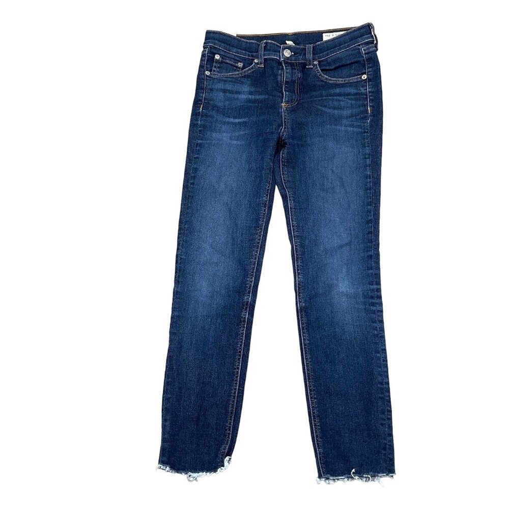 Rag & Bone Jeans Women 27 Blue Fringe Skinny‎ Denim Boho Stretch USA VTG
